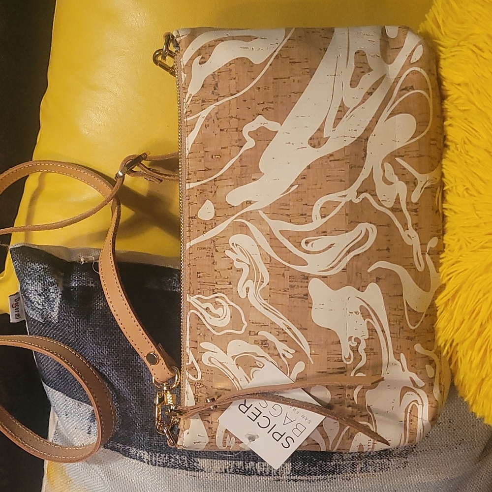 Spicer Bags White Ink Cork Crossbody Bag